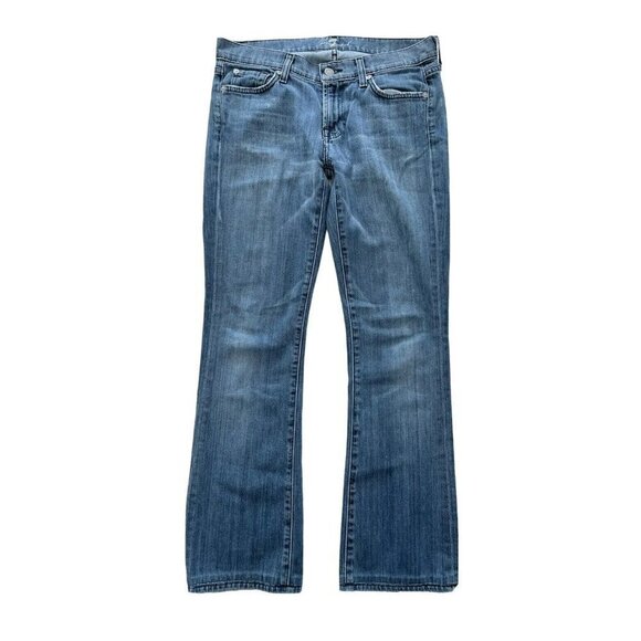 7 For All Mankind Women's Sz 28 Bootcut Medium Wash Denim Jeans Flap Pockets - Picture 2 of 9
